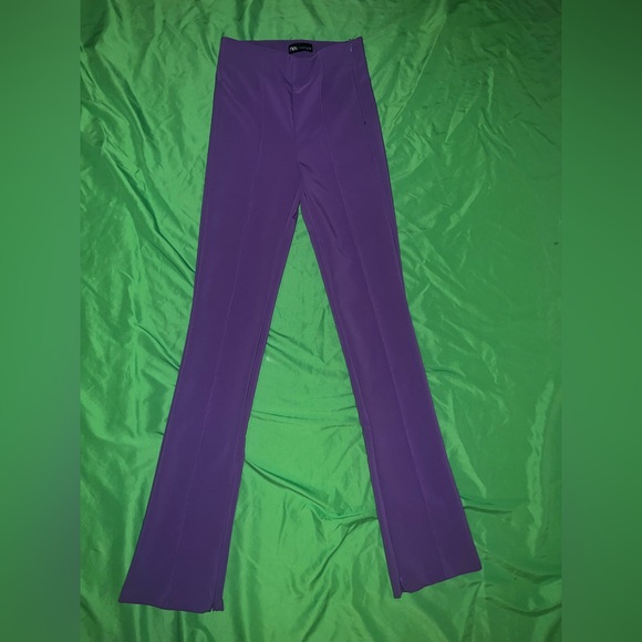 Zara Pants - Zara Purple Straight Leg/ Minimal Flare Women's Pants with side Zipper size XS
